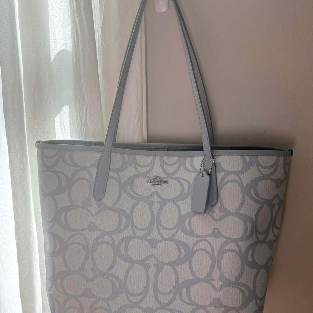 Coach Light Gray Signature Tote